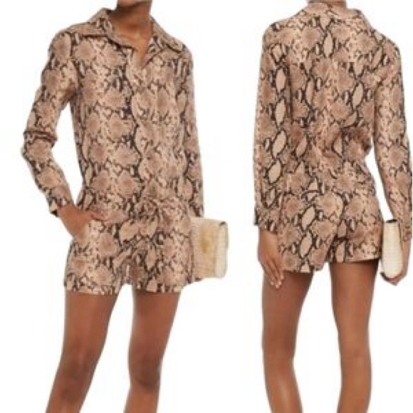 Enza Costa Snake Print Button-Up Romper - Picture 2 of 7